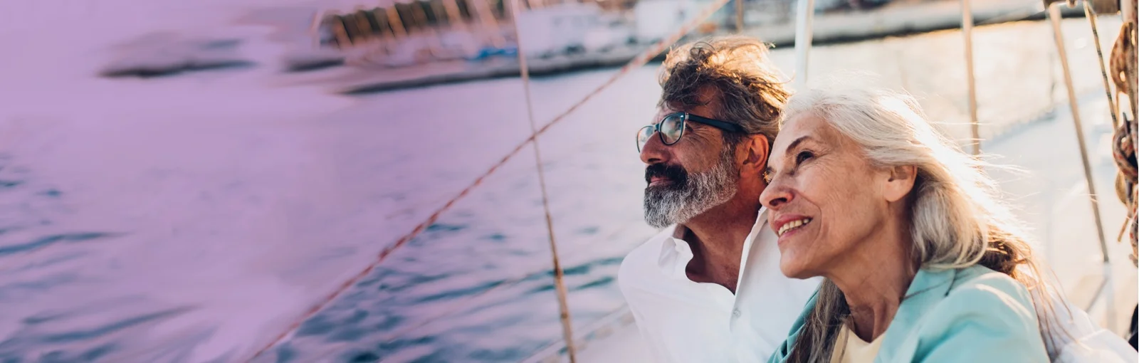 elderly couple on boat